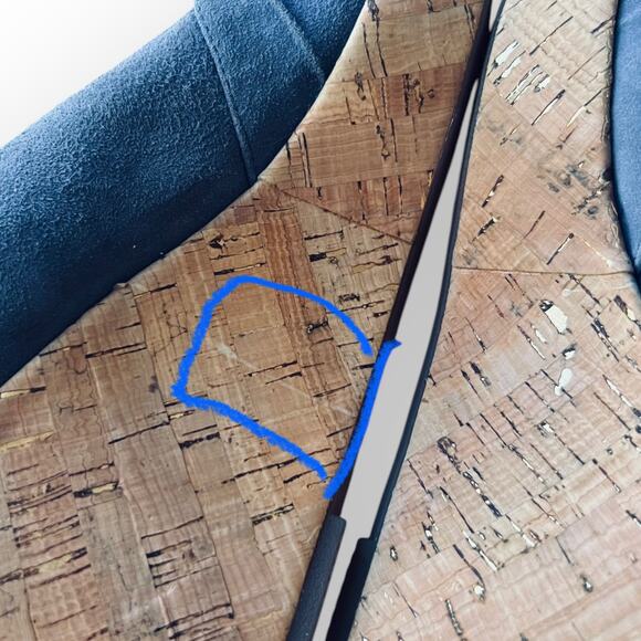 Sofft Olwen Women's Iris Blue Suede Open Toe Cork Platform Wedge Sandal Size 11M - Picture 14 of 15